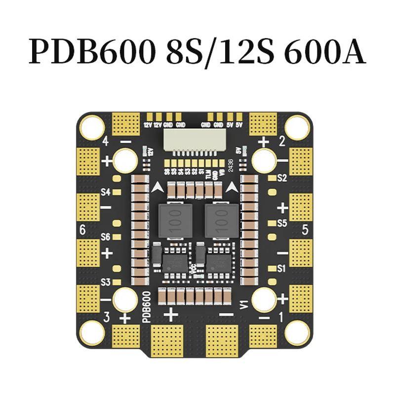 Плата распределения питания Aocoda RC PDB600, 4–8S, 6 каналов по 100 А