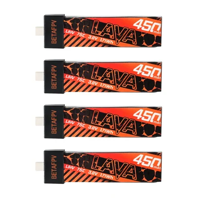 Аккумуляторы BETAFPV LAVA 1S 450 мА·ч 75C, 4 шт.