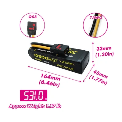 Батарея тяговая CNHL 10500 мА·ч, 7,4 В, 2S, 120C, разъём QS8