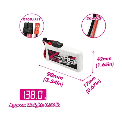 Аккумулятор LiFe CNHL 2100 мА·ч, 2S 6,6 В, 20C, разъёмы XT60 и JST