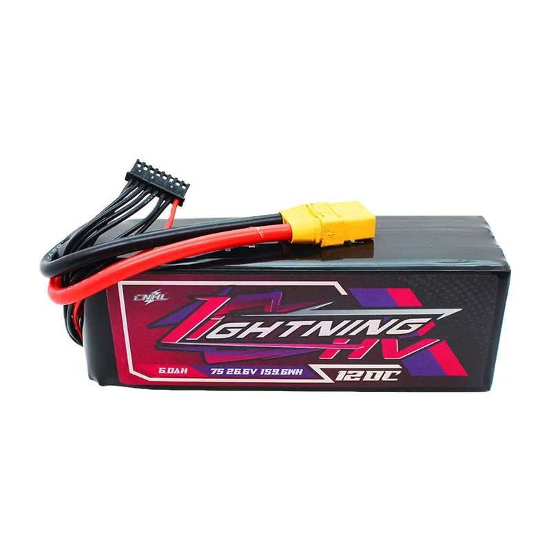 Аккумулятор для FPV CNHL Lightning LiHV, 6000 мА·ч, 26,6 В, 7S, 120C, разъём XT90