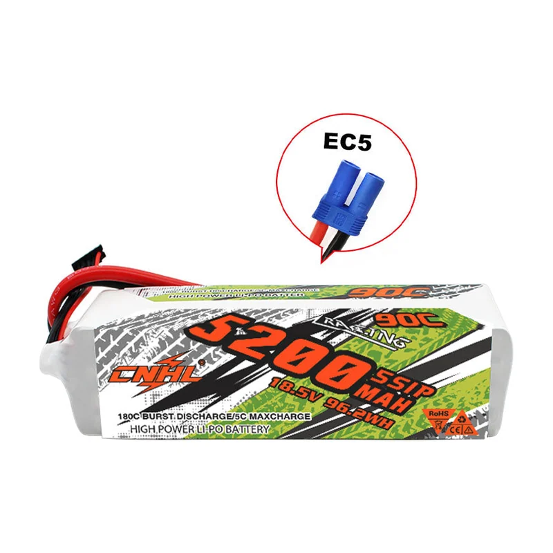 Аккумулятор для FPV CNHL Racing Series, 5200 мА·ч, 18,5 В, 5S, 90C, разъём EC5