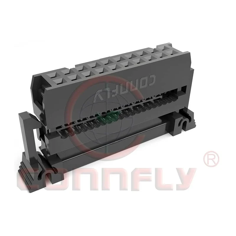 Розетка IDC на шлейф Connfly DS1016-02 — шаг 2,54 мм, 2 ряда, 4–64 контакта, с защёлками