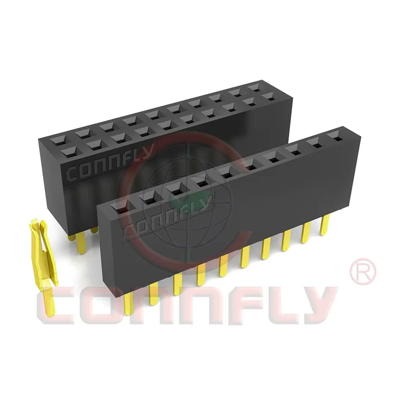 Розетка штыревая Connfly DS1023-01 — шаг 2,54 мм, 1 и 2 ряда, формованные выводы