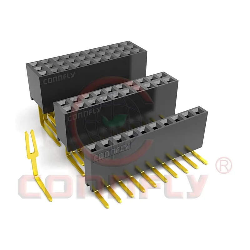 Розетка штыревая Connfly DS1024 — шаг 2,54 мм, 1 и 2 ряда, угловая 90°