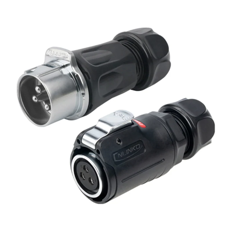 Круглый герметичный разъём CNLINKO LP-24, 3 контакта, до 45 А, IP68