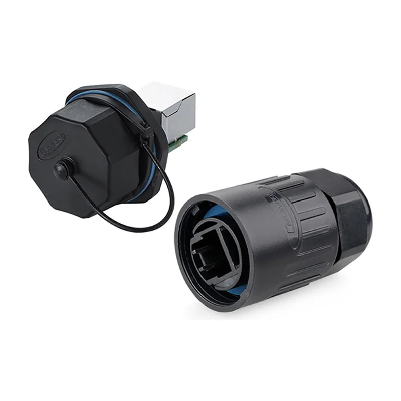 Круглый герметичный разъём CNLINKO YT RJ45, резьбовая фиксация, IP68