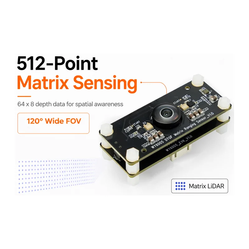 Датчик DFRobot SEN0682 — 64×8 Matrix DTOF 3D Laser Ranging Sensor (120° FOV, 5m Range)