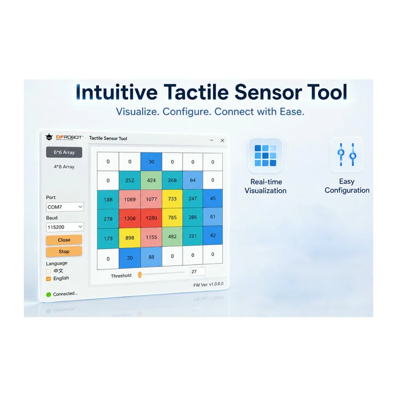 Датчик DFRobot SEN0704 — 6×6 Flexible Array Tactile Pressure Sensor (UART Matrix FSR)