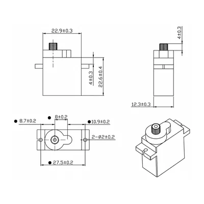 Микросервопривод DFRobot SER0037, 1,2 кг·см, угол 270°, 9 г
