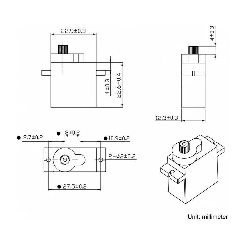 Микросервопривод DFRobot SER0037 — 9g 270° Miniature Servo (1.2 Kg·cm)