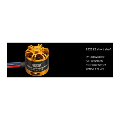 Мотор DYS BE2212, короткий вал, 880/1000 KV, тяга до 1030 г