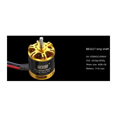 Мотор DYS BE2217, длинный вал, 1200/1500 KV, тяга до 1650 г