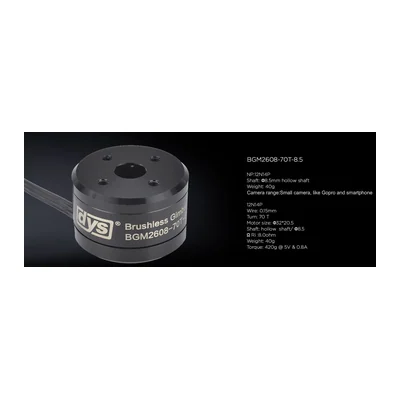 Мотор подвеса DYS BGM2608-70T-8.5, 8 Ом, 12N14P, полый вал 8,5 мм