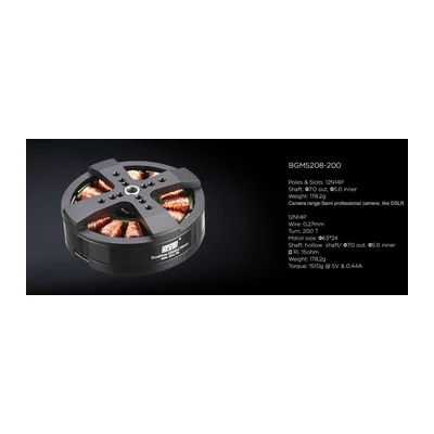 Мотор подвеса DYS BGM5208-200, 15 Ом, 12N14P, полый вал 5 мм