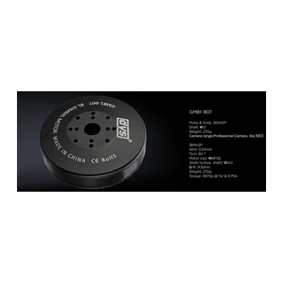 Мотор подвеса DYS GM81-90T, 9,3 Ом, полый вал 12 мм, для камер RED Epic