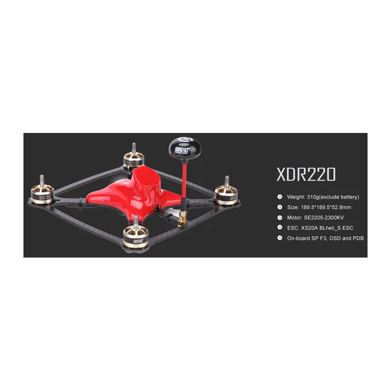 Квадрокоптер DYS XDR220, база 220 мм, SE2205 2300 KV, 5,8 ГГц