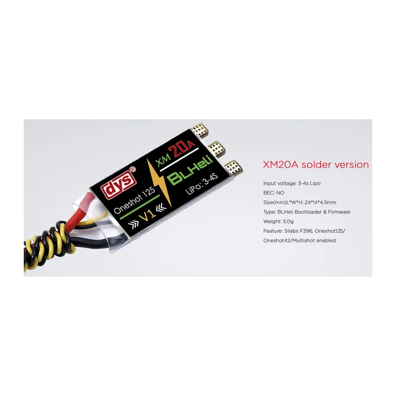 Регулятор хода DYS XM20A Solder, 3–4S, BLHeli, 5,8 г