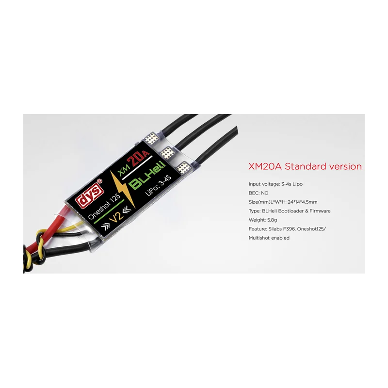 Регулятор хода DYS XM20A Standard, 3–4S, BLHeli, 5,8 г