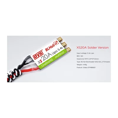 Регулятор хода DYS XS20A Solder, BLHeli_S, 4,49 г, 3–4S