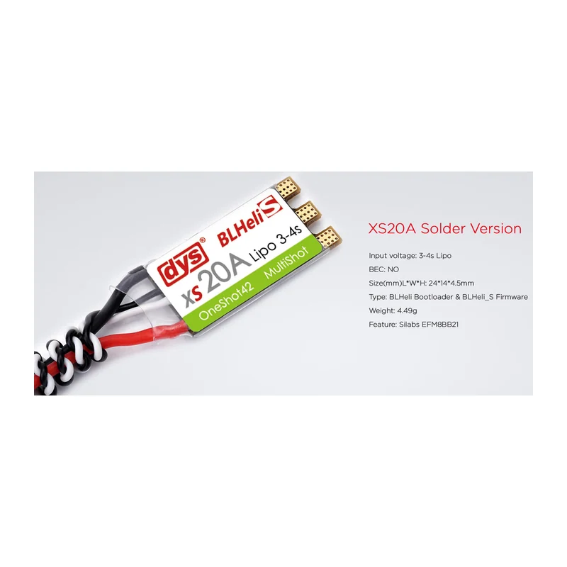 Регулятор хода DYS XS20A Solder, BLHeli_S, 4,49 г, 3–4S