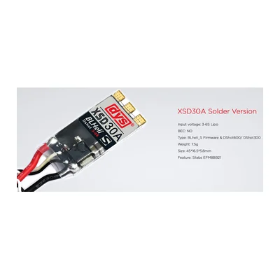 Регулятор хода DYS XSD30A Solder, BLHeli_S, 7,5 г