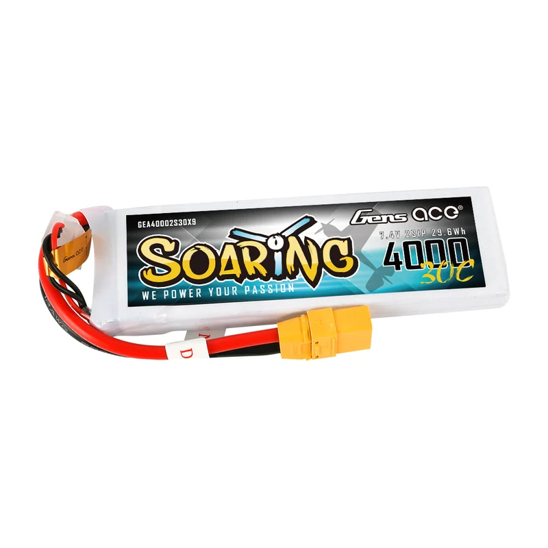 Аккумулятор бортовой Gens ace Soaring, 4000 мА·ч, 7,4 В, 2S1P, 30C, разъём XT90