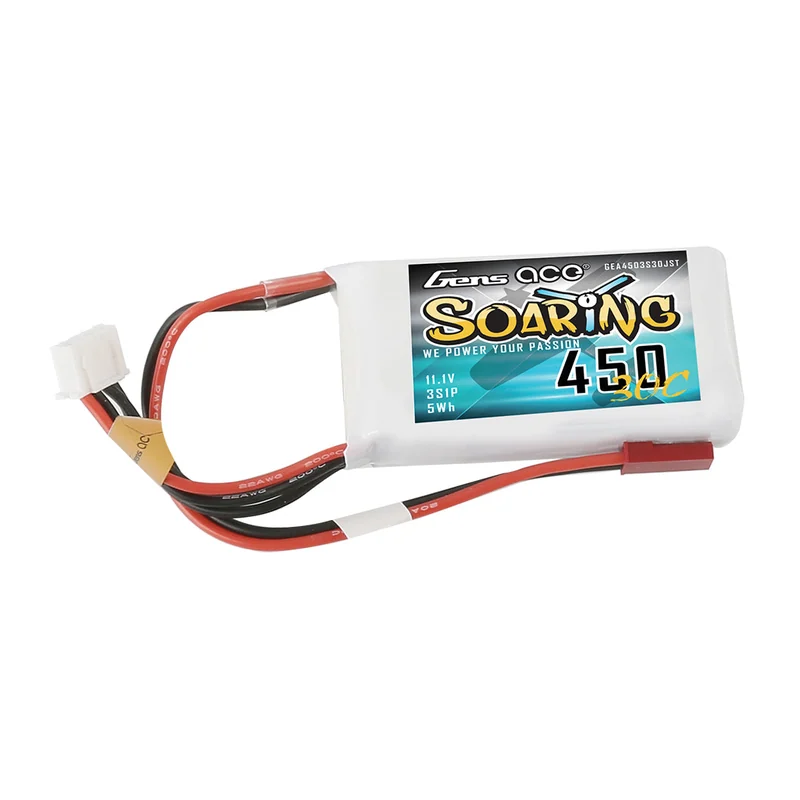 Аккумулятор бортовой Gens ace Soaring, 450 мА·ч, 11,1 В, 3S1P, 30C, разъём JST-SYP
