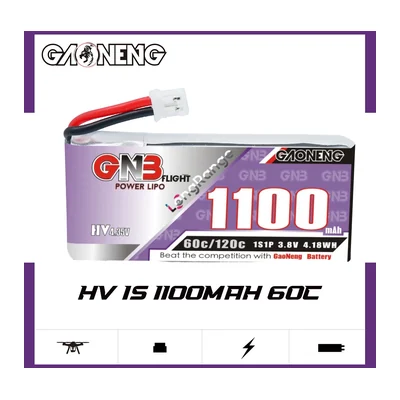 Аккумулятор GNB 1S 1100 мА·ч, 60C, LiHV, PH2.0