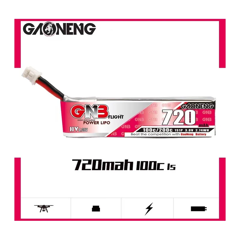 Аккумулятор GNB 1S 720 мА·ч, 100C, LiHV, PH2.0
