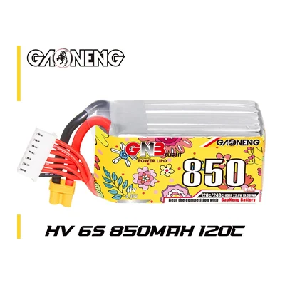Аккумуляторы GNB LiHV 2S–6S, 300–880 мА·ч, 80–160C, XT30
