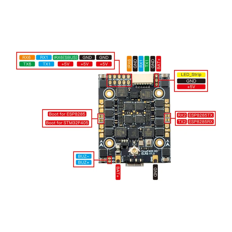 Полётный контроллер Happymodel CruxF405HD ELRS AIO 3in1 Flight controller built-in UART 2.4G ELRS and 20A ESC