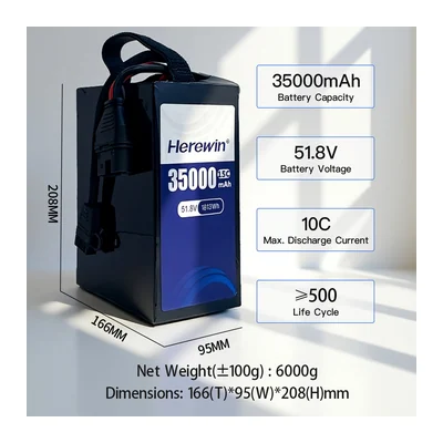 Батарея тяговая Herewin T1190190EF, полутвердотельная, 35 000 мА·ч, 14S1P, 51,8 В, 10C