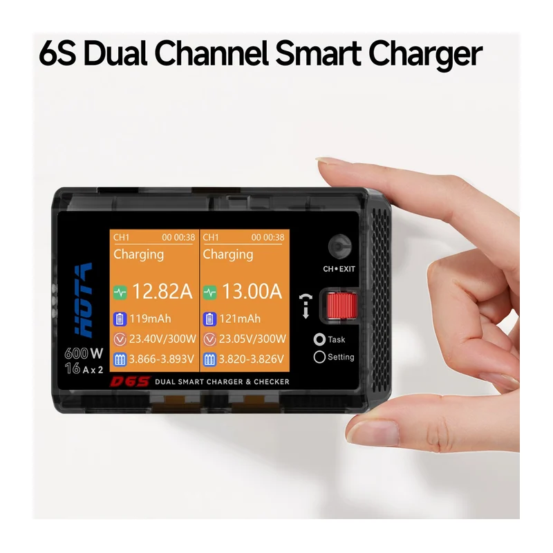 Зарядное устройство HOTA D6S, 2 канала, 2×300 Вт, 16 А