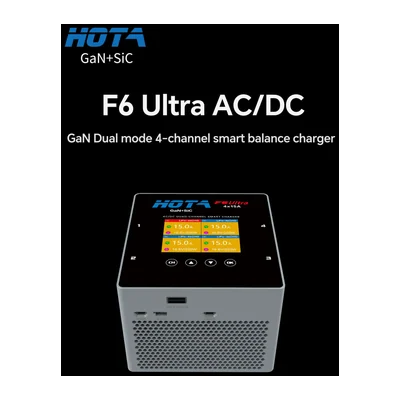 Зарядное устройство HOTA F6 Ultra, 4 канала, AC 500 Вт / DC 4×250 Вт, GaN