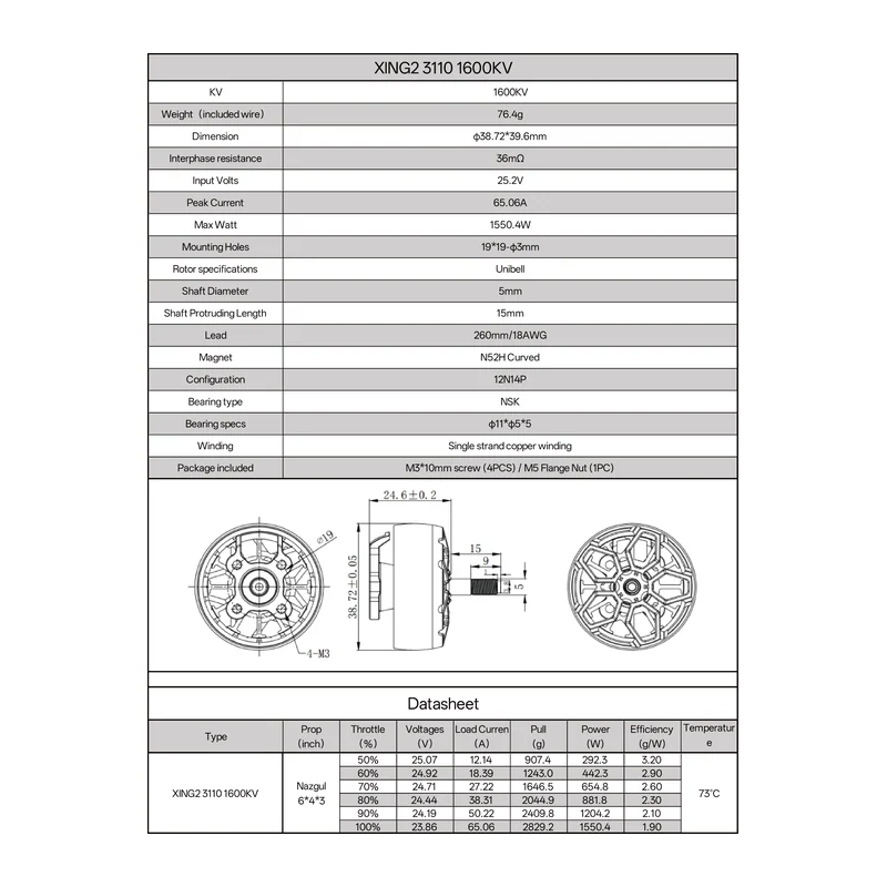 Мотор iFlight XING2 3110 900/1250/1600KV