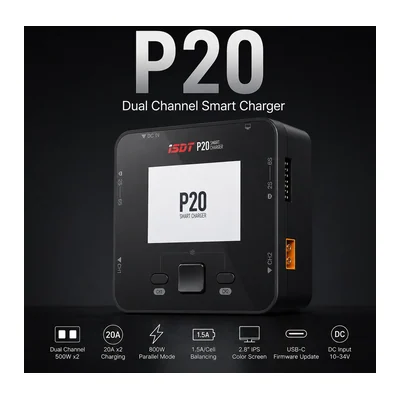 Зарядное устройство ISDT P20, 2 × 500 Вт, 1–8S