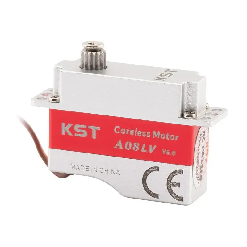 Микросервопривод KST A08 LV V6.0: 1S LiPo, безъякорный двигатель, 2 кг·см, масса 7 г