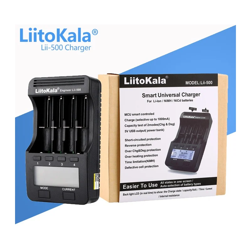 Зарядное устройство LiitoKala Lii-500, 4 канала, тест ёмкости