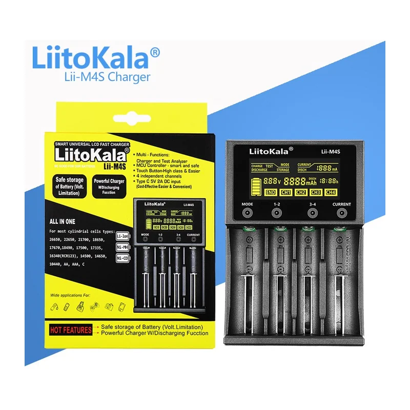 Зарядное устройство LiitoKala Lii-M4S, 4 канала, Type-C