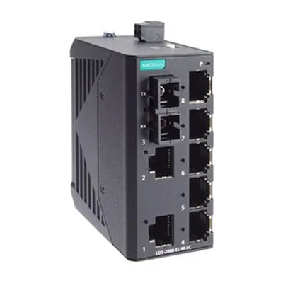 Коммутатор Moxa EDS-2008-EL-M-SC, 7 портов 10/100 + 1 оптика SC, неуправляемый