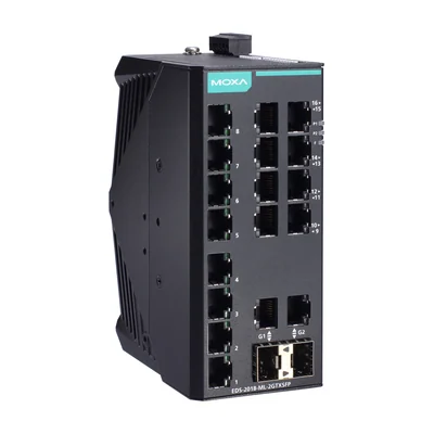 Коммутатор Moxa EDS-2018-ML-2GTXSFP, 16 × 10/100 + 2 комбо Gigabit/SFP, неуправляемый