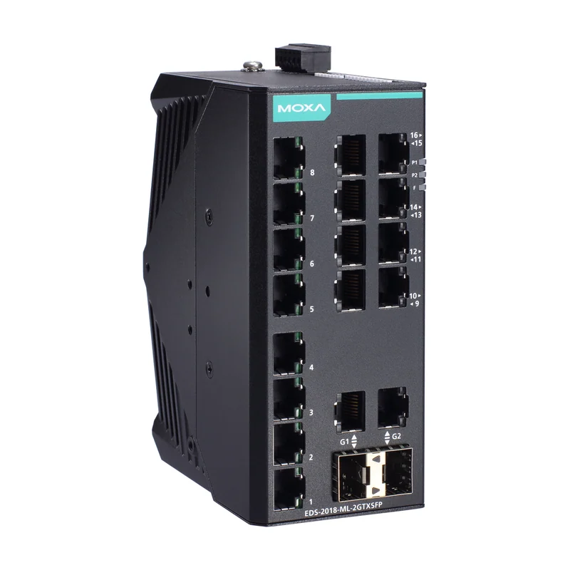 Коммутатор Moxa EDS-2018-ML-2GTXSFP, 16 × 10/100 + 2 комбо Gigabit/SFP, неуправляемый