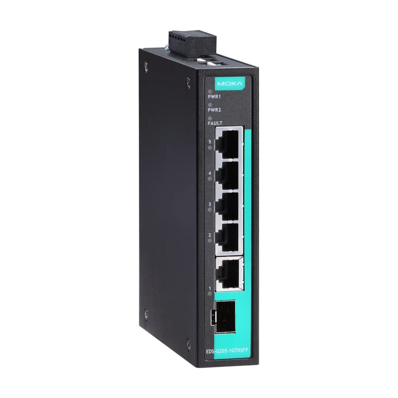 Коммутатор Moxa EDS-G205-1GTXSFP, 4 × Gigabit + 1 комбо RJ45/SFP, неуправляемый