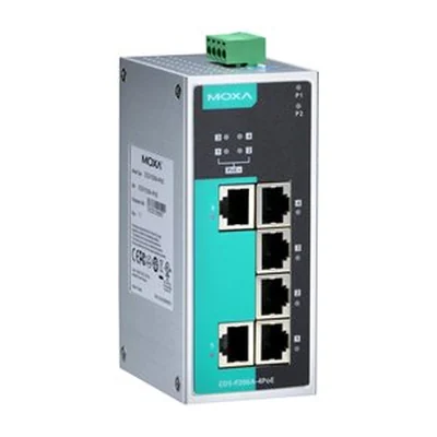 Коммутатор Moxa EDS-P206A-4PoE, 4 порта PoE+ и 2 порта 10/100, неуправляемый