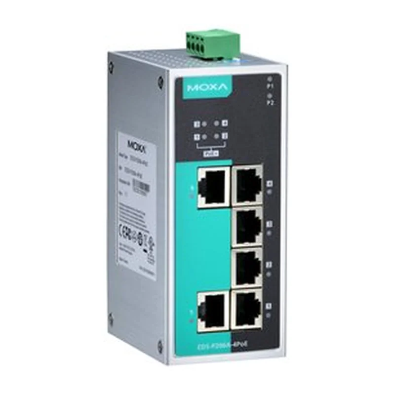 Коммутатор Moxa EDS-P206A-4PoE, 4 порта PoE+ и 2 порта 10/100, неуправляемый