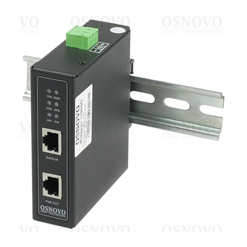 PoE-инжектор Osnovo Midspan-1/903G, 90 Вт, IEEE 802.3bt, Gigabit, DIN-рейка