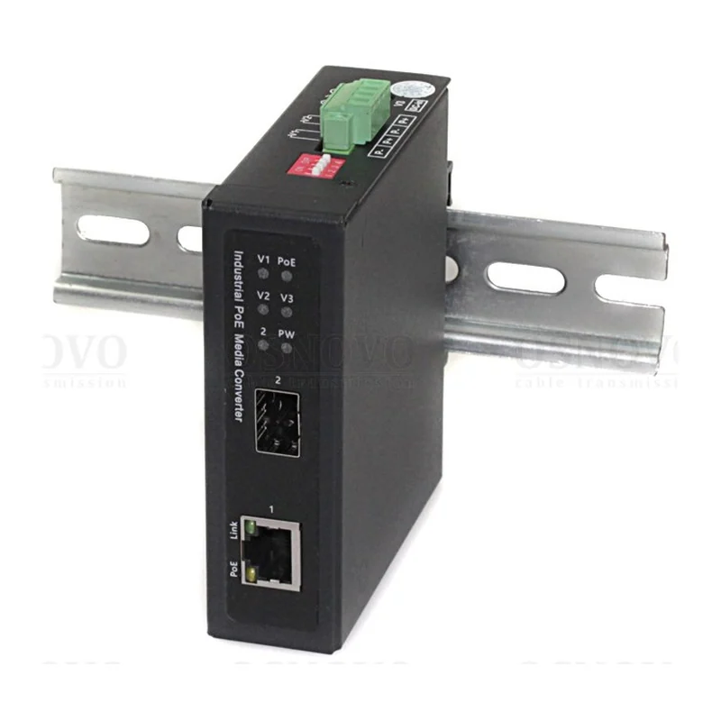 Медиаконвертер Osnovo OMC-1000-11BX-I, GE RJ45 PoE 90 Вт – SFP, промышленный, DIN-рейка