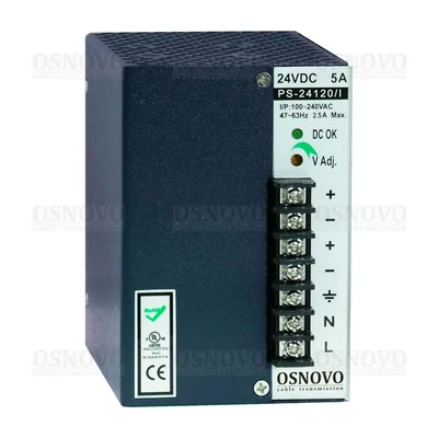Блок питания Osnovo PS-24120/I, 24 В, 5 А, 120 Вт, DIN-рейка
