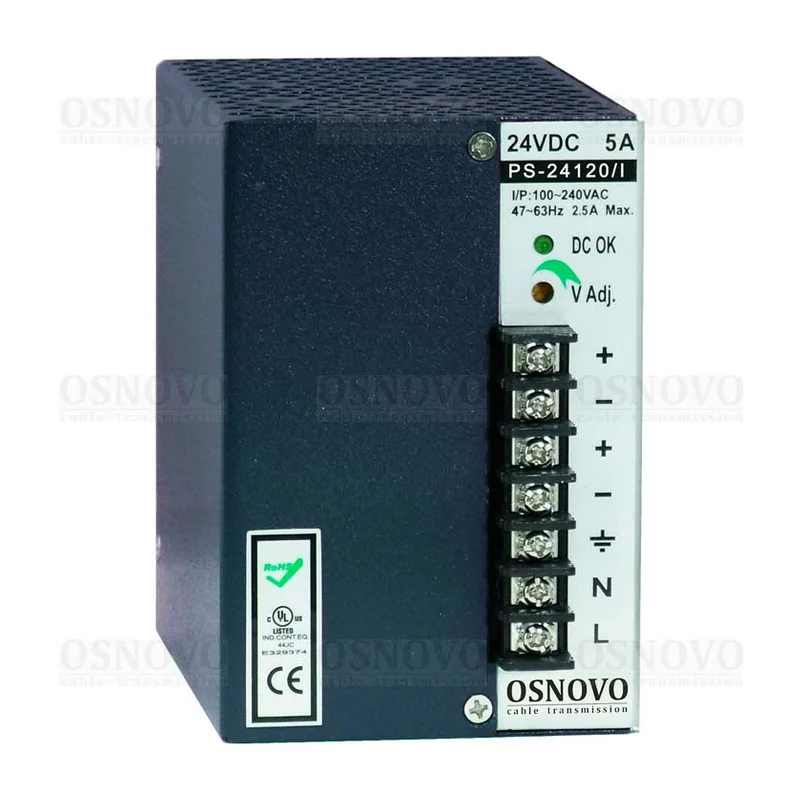 Блок питания Osnovo PS-24120/I, 24 В, 5 А, 120 Вт, DIN-рейка